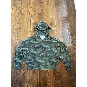 American Eagle Women's Velour Camo Crop Hoodie - Size Small